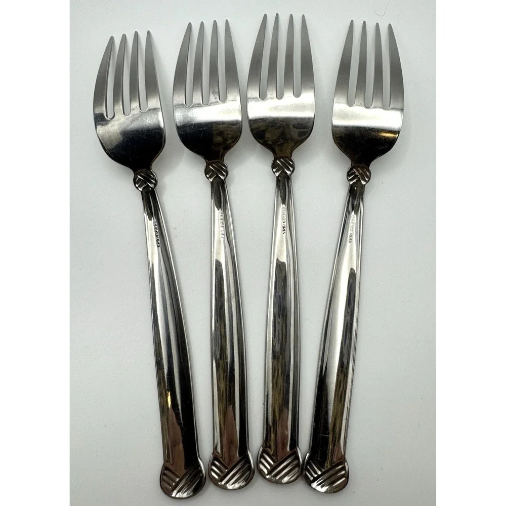 Oneida Rattan Satin Dinner Forks‎ Set 4 Stainless Steel USA Flatware